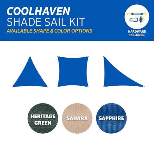 Coolaroo Coolhaven Shade Sail Kit - 95% UV Block Breathable Outdoor Sun Shade with Stainless Steel Hardware for Patio, Deck, Garden, or Pool, 18 ft Triangle, Sahara