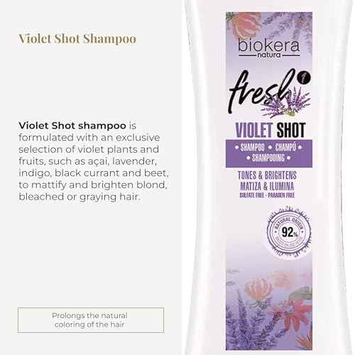 SALERM - Purple Shampoo for Blonde, Gray, Highlighted, or Bleached Hair - Biokera Fresh Violet - 300 ml - Violet Shampoo - Tones and Brightens - Maintains Color - Sulfate-Free and Paraben-Free