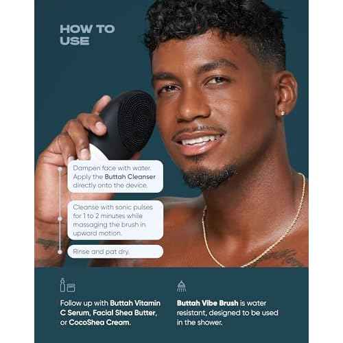 Buttah Skin by Dorion Cleanse + Vibe Brush Kit | Vibe Cleansing Face Brush | Buttah Facial Cleanser 3.4oz | 2-Speed Sonic Pulsating - Gentle Exfoliation - Water Resistant