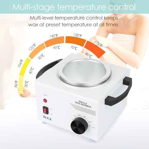 Single Wax Warmer Professional Electric wax Heater for Hair Removal- Wax Pot with 50pcs Sticks Heat up Quickly & Fahrenheit Dial, Paraffin Facial Skin Body SPA Salon Equipment