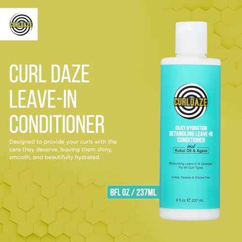Curldaze Silky Hydration Detangling Leave-In Conditioner with Kukui Oil and Agave, Vitamin A, C, and E, Moisturizes, and Manages Hair, Minimizes Pulling and Jerking That Leads to Breakage