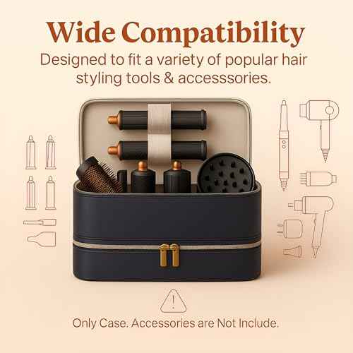 for Shark Flex Style Case, Dyson Airwrap Travel Case, Hair Tools Travel Bag, Shark Hair Dryer case, Airstraight, Air wrap Flexstyle Fusion Organizer, Dyson Accessories Storage (Black & Gold)