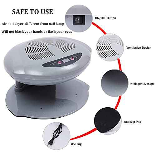 Professional Nail Dryer,400W Air Nail Fan Blower Dryer Machine with Auto Induction Warm & Cool Wind, Manicure Tool with Automatic Sensor,for Fingernail & Toenail Curing,Grey