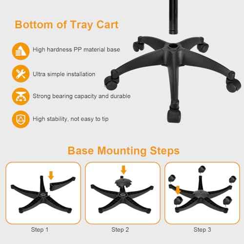 Salon Tray Cart with Extra Storage Space, Salon Rolling Tray, Adjustable Height Salon Tray on Wheels, Removable Hair Extension Tool Tray for Hairdressers, Color Tray for Salon Home Use