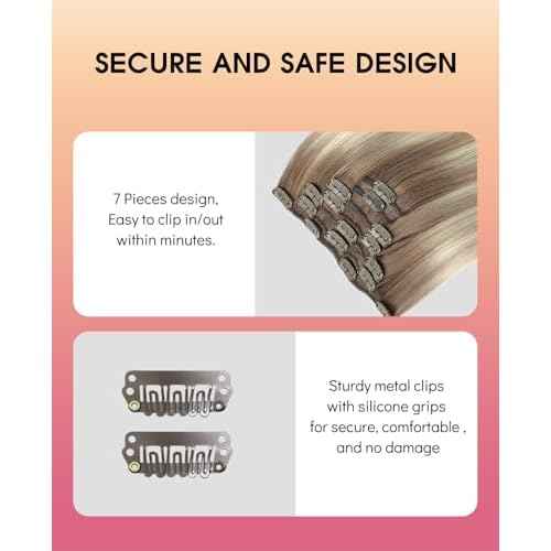 Youngsmile Clip in Hair Extensions Human Hair, 18Inch 7Pcs 120g Human Hair Extensions Clip in Balayage Ash Brown Fading to Platinum Blond mixed Ash Blond (CLIP#8/60/18-18Inch)