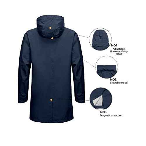 Little Donkey Andy Men's Waterproof Rain Jacket Outdoor Lightweight Mountain Windbreaker Long Coat for Hiking Golf Travel