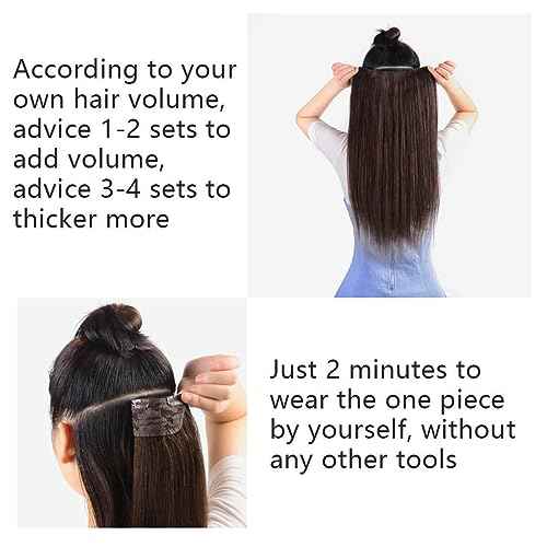 Winsky Hair Extensions Real Human Hair - One Piece Brown Balayage Remy Hair Extensions Clip on 80gram for Women (18inch, #1BT4P1B)