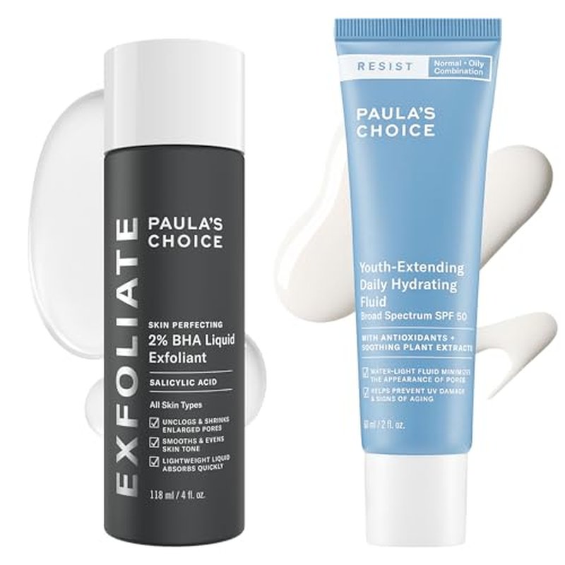 Paula's Choice Skin Perfecting 2% BHA Liquid Exfoliant | Salicylic Acid Facial Exfoliator for Enlarged Pores & RESIST SPF 50 Moisturizer