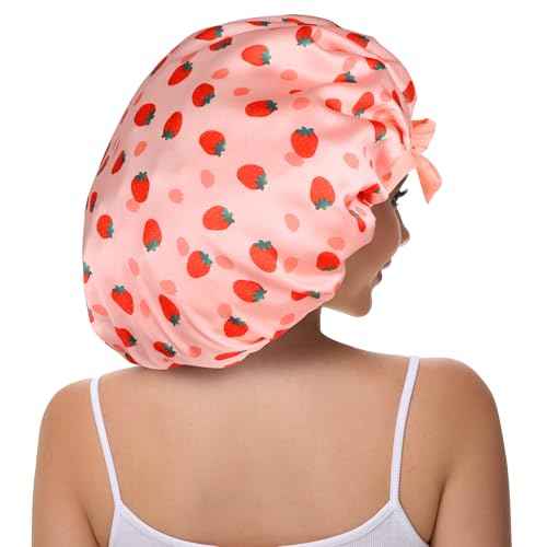 Double Layer Silk Bonnet with Tie Satin Lined Sleep Cap Hair Cover for Women's Curly Natural Hair