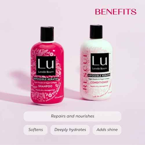 LATINUS BEAUTY RESCUE Impossible Keratin Anti-Frizz Shampoo and Conditioner Set for Dry, Damaged Hair (12 oz each)