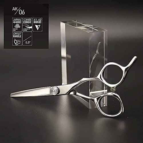 AOLANDUO Hair Scissors Professional Left Handed, VG10 Steel Left Handed Barber Shears, Razor Edge, Offset Ergonomic, Precision Hair Cutting Scissors for Salon & Home, 1 Count, 5.5 Inch