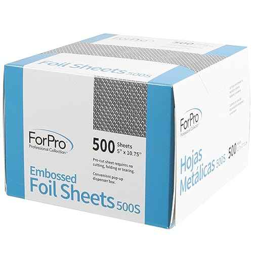 ForPro Professional Collection Embossed Foil Sheets 500S, Aluminum Foil, Pop-Up Dispenser, for Hair Color Application and Highlighting Services, Food Safe, 5¡± W x 10.75¡± L, 500-Count (Pack of 12)