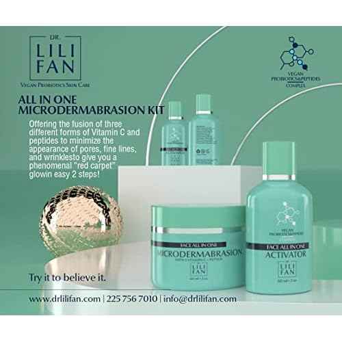 Dr Lili Fan Probiotic All-In-One Microdermabrasion Kit with Vitamin C and Peptides. Your At-Home Spa Treatment. Get Radiant, Healthy-Looking Skin. 2 fl oz
