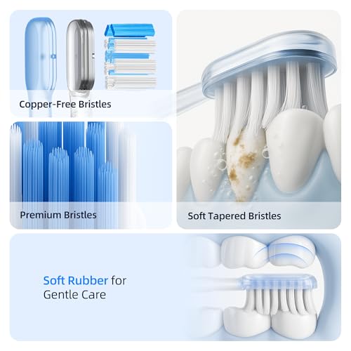 SYNHOPE Oscillating Sonic Electric Toothbrush for Adults, Rechargeable Battery & Fast Charge [Unique 60¡Æ Swing Amplitude] 3 Brush Heads with Pounch, IPX7 Waterproof & Teeth Whitening Cleaning