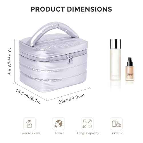 Prite Makeup Bag for Women Cute Cosmetic Bag Girls Portable Waterproof Toiletry Bag Travel Make Up Organizer Bag with Handle (Violet)