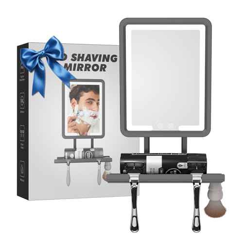 GURUN Heated Shower Mirror Fogless for Shaving, 360¡Æ Adjustable Shaving Mirror with Light, Rechargeable Anti-Fog Shower Mirror with Storage Tray & Razor Holders