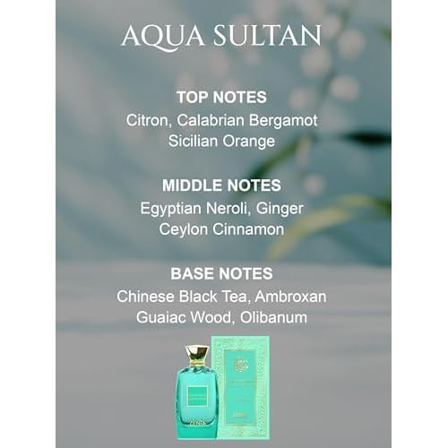 Zenia Aqua Sultan Eau de Parfum EDP Spray Unisex ? 3.4oz / 100ml | Long Lasting Citrus Spicy Woody Fragrance with Bergamot, Neroli, Cinnamon & Tea