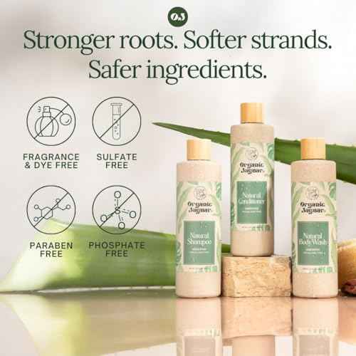 Organic Jaguar Natural Shampoo for Hair Care, Sulfate Free Shampoo with Castor Oil, Honey, Biotin, Glycerin, Aloe Vera & Mild Thickening Agent, Unscented, Dry to Color Treated to All Hair, 13.5 fl oz