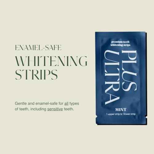 Plus Ultra Mint Flavored Teeth Whitening Strips | Eco-Friendly, Vegan Stain Remover Whitening Strips for Coffee, Wine, Soda | 14 Day Treatment | Formulated for Sensitive Teeth