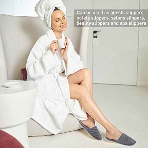Elcoho 12 Pairs Closed Toe Spa Slippers Reusable Slippers Coral Fleece Washable Disposable Home Slippers for Women Men Guests Hotels House Slippers Housewarming Indoors Bathroom Party Traveling
