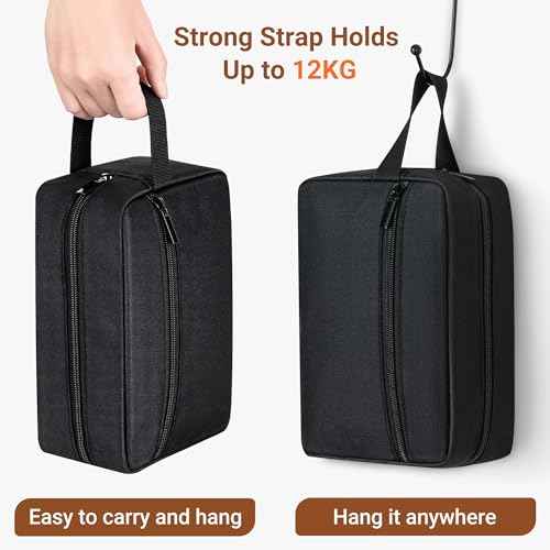 Elviros Travel Toiletry Bag for Women and Men,Lightweight Makeup Bag Hanging Dopp Kit with Shaving Compartment Cosmetic Organizer Large Tool Bag Travel Essentials,Gifts for Men(Large,Black)