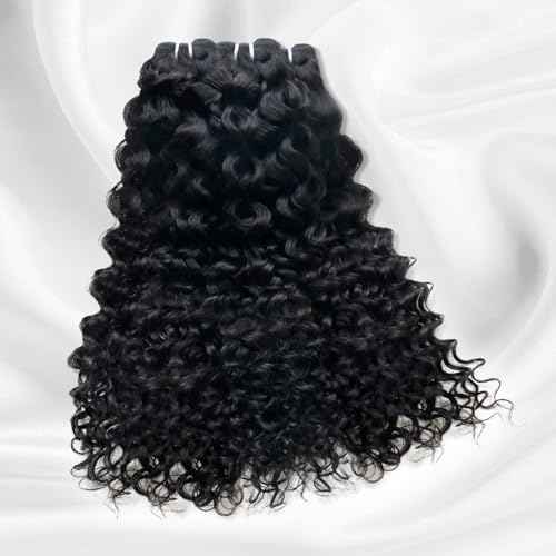 15A Raw Curly Bundles Human Hair,One Bundles 24 Inch Water Wave Curly Human Hair,Triple Lifespan Indian Virgin Hair,Quick Weave Hair Extensions Natural Black