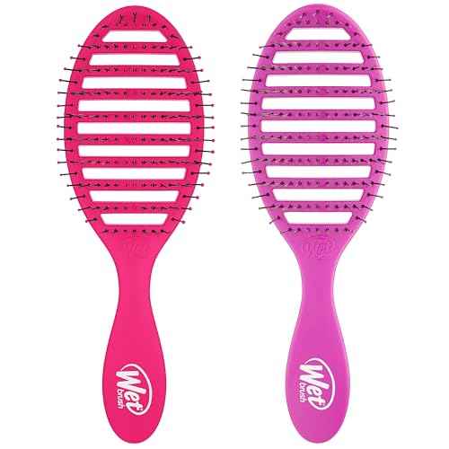 Wet Brush Speed Dry Detangling Brush, Vented Design for Fast Blow Drying - Ultra-Soft HeatFlex Bristles for Pain-Free Knot Removal - All Hair Types (Pink & Purple, 2 Pack)