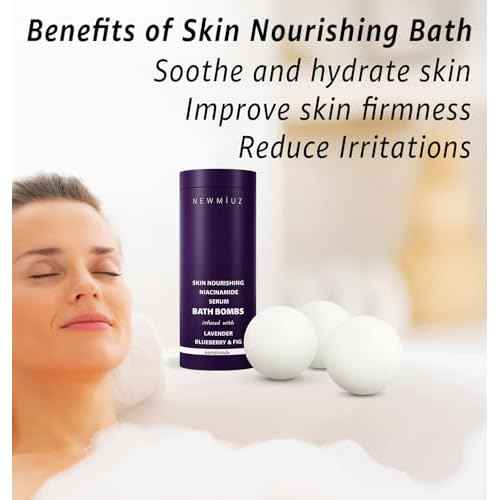 Lavender Bath Bombs Skin Nourishing Moisturize Niacinamide Serum Lavender Blueberry Fig Luxury Fizzing Spa Bubble Bath Gift Set for Sensitive Skin Stress Relief Relaxation Gift Birthday Christmas