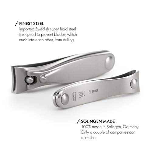 GERMANIKURE 4pc Travel Manicure Set - FINOX Stainless steel tools handmade in Solingen Germany: Nail clipper, Cuticle scissor, Tweezer, Glass Nail file in Leather Case