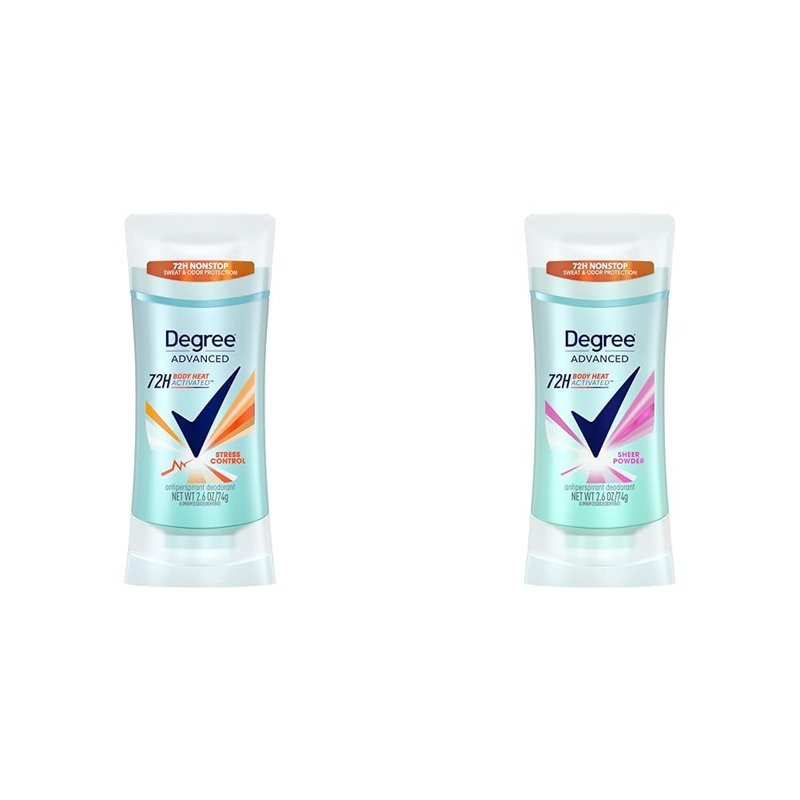 Degree Antiperspirant Deodorant Bundle with 72-Hour 2.6 oz Stress Control and Advanced Protection Sheer Powder