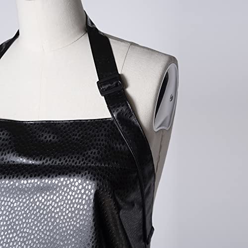 Fromm Apparel Studio Hair Stylist Apron in Black Embossed Pattern for Hair Salons, Barbers, Cosmetology Supplies - Waterproof, Chemical and Bleach Proof, Adjustable, Knee-Length Coverage, 25" x 34"