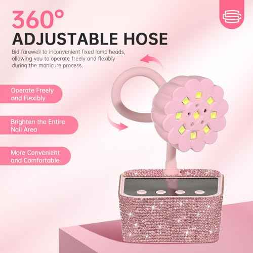 UV Nail Lamp, Mini UV Light for Gel Nails Polish, Rechargeable Nail Dryer with 4 Timers, Quick Drying Cordless Goosenecks Home Nail Salon DIY Manicure