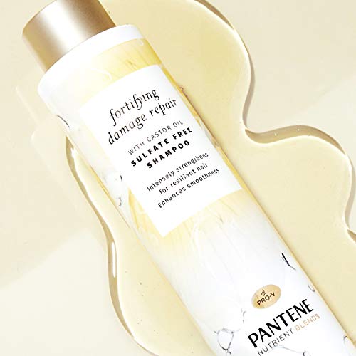 Pantene Sulfate Free Shampoo with Castor Oil, Nutrient Blends Fortifying Damage Repair, 9.6 fl oz, Pack of 4