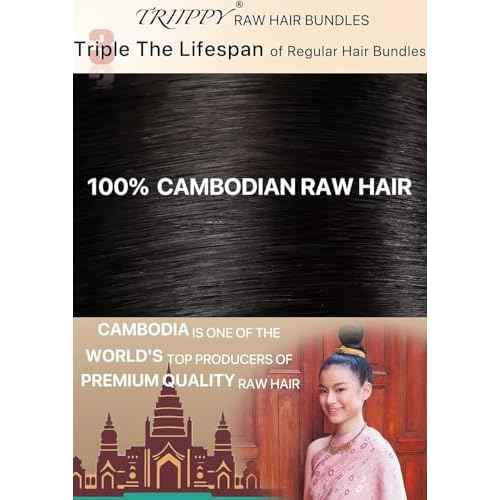 TRIIPPY Straight Bundles Human Hair,100% Raw Cambodian Hair Sew In Weave Single Bundle,Triple The Lifespan Over Regular Virgin Hair Bundle,No.1 Raw Hair Brand On Amazon(18 Inch,Natural Color)