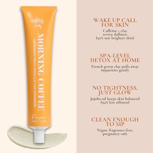 ed&i Morning Coffee 2 in 1 Face Scrub & Mask ? With French Green Clay and Coffee Extract, Gentle for Skin, Facial Skin Care, Skincare Clay Mask for Pores, 3.38 oz