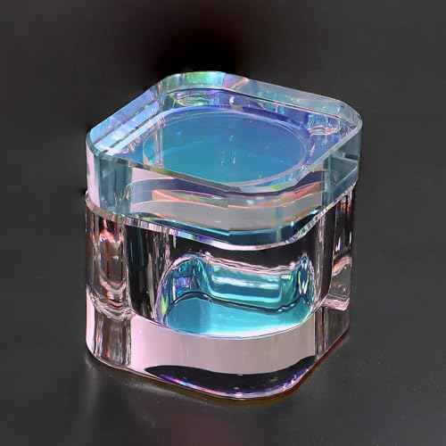 Udefineit Nails Tips Art Dappen Dish with Lid, Heavy Duty Crystal Glass Liquid Powder Dappen Monomer Cup, Dazzling Colorized Glaze Nail Art Brush Washing Container for Professional & Home Use