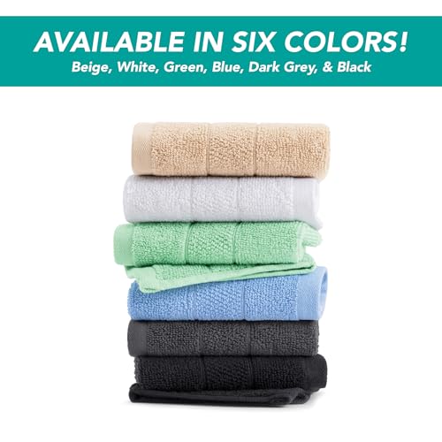 Arkwright Premium Washcloths - (Pack of 24) - Soft & Absorbent, 100% Ringspun Cotton, Contemporary Design Wash Cloths with Dobby, Multipurpose Fingertip Towels, White