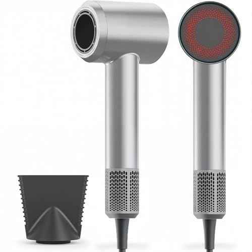 Hair Dryer, HEARBOBO High-Speed Brushless Motor Negative Ionic Blow Dryer for Fast Drying, Low Noise Thermo-Control Hair-Dryer-with-Diffuser Grey