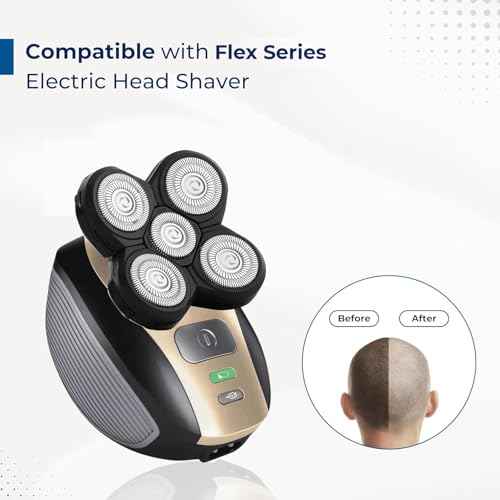 2 Pack Shaver Replacement Blades Compatible with Freedom Head Electric Razor Shaving, 5 Blades Shaver Replacement Heads for Head Shavers for Bald Men, Replacement Blades for Head Shaver Kit, 2 Brush