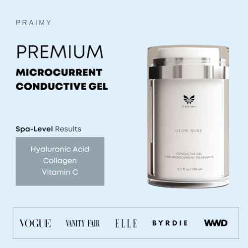 PRAIMY Glow Rose Conductive Gel ? Premium Microcurrent, RF & EMS Gel with Hyaluronic Acid, Collagen & Vitamin C ? Luxury Skincare Primer for Beauty Devices, 3.3 fl oz Pump