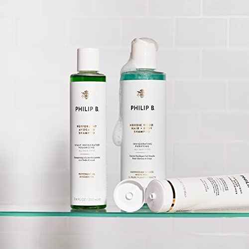 PHILIP B Nordic Wood Hair + Body Shampoo, 11.8 fl. oz. (350 ml) - Lathers Up Luxuriously, Conditions While Leaving You Feeling Cool& Invigorated, With Notes of Norwegian Spruce, White Pine and Camphor