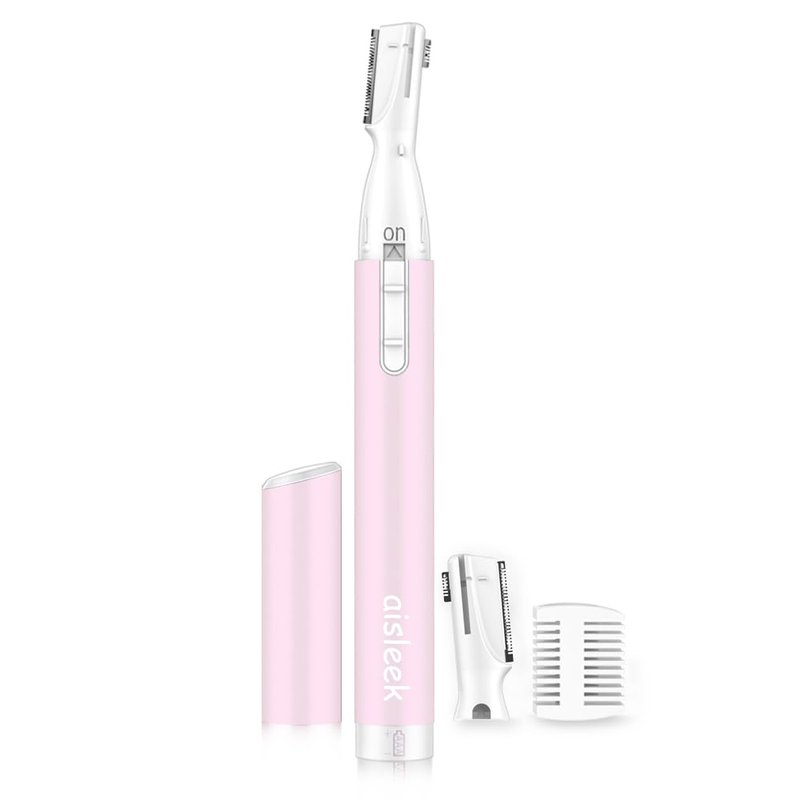aisleek Eyebrow & Facial Hair Trimmer, Precision Detailer with Rinseable Blade, Battery Operated, Double-Sided Razor for Fine Hair, Chin & Peach Fuzz, Compact Pen Size, Safe & Gentle Touch-ups