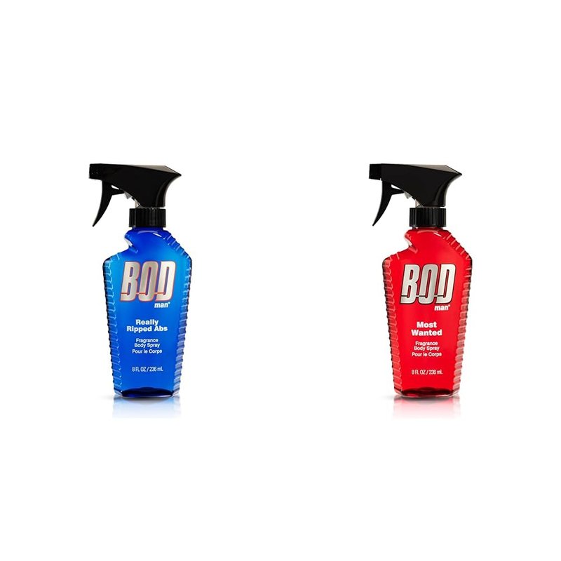 BOD man Fragrance Body Spray, Really Ripped Abs 8 Fl Oz & Most Wanted 8 fl oz (Pack of 1)
