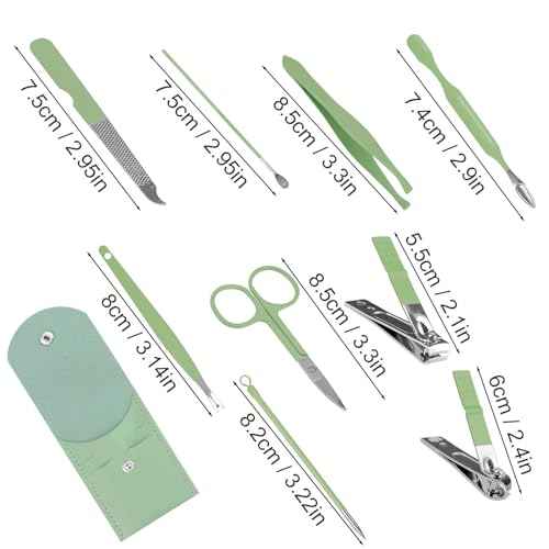 Manicure Set Bulk, Nail Clippers Kit Stainless Steel Fingernail Clippers Set, Sturdy Nail Tip Cutter Trimmers Professional Grooming Toenail Clippers Personal Pedicure Kits Gift (10 Pack 9 in 1)