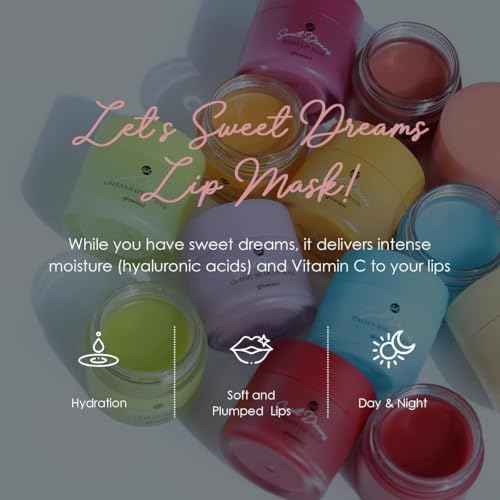 glowiest Sweet Dreams Overnight Lip Mask- Nourishing, Plumping and Hydrating Lip Balm | glowiest Sweet Dreams Lip Sleeping Mask | Hyaluronic Acids+Vitamin C+Shea Butter+Antioxidants l Peach