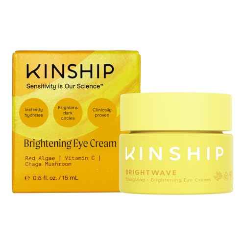 Kinship Brightwave Vitamin C Under Eye Brightener Cream for Sensitive Skin | Dark Circles Under Eye Treatment | Diminishes Fine Lines | Hydrating Eye Cream w/Antioxidants | Fragrance Free, (0.5 Oz)