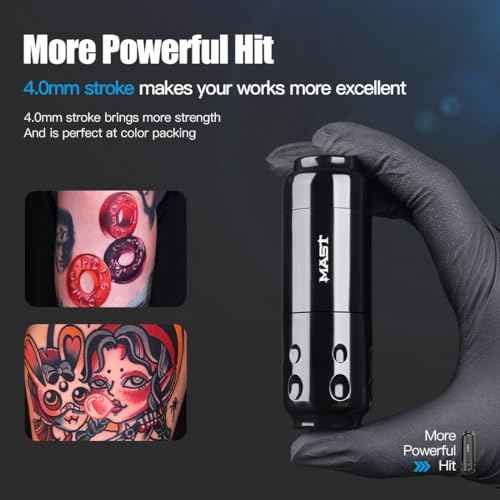Mast Sensor Tattoo Gun Kit Wireless Complete Tattoo Kit 2 Rca Batteries Power Supply Pro Short Tattoo Machine Kit