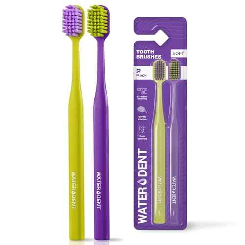 Medium Soft Toothbrush for Adults | Ultra-Dense Rounded Bristles | Gentle on Gums | Deep Plaque Removal | Whiter Smile | Suitable for Braces | 2 Pack Multicolor