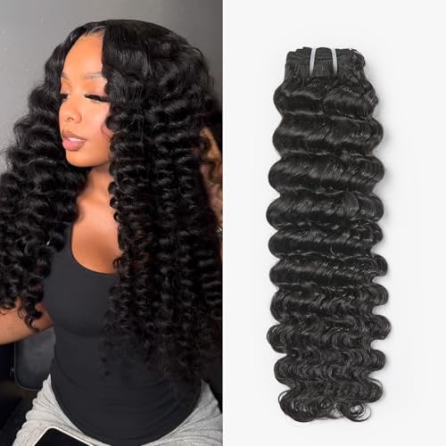 WEQUEEN Deep Wave Human Hair Bundles 22 Inch 100% 16A Brazilian Hair Long Lasting Deep Wave Bundles for Women
