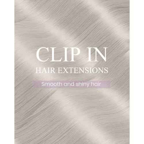 LaaVoo Clip in Hair Extensions Real Human Hair Blonde Hair Extensions Clip ins Platinum Blonde Human Hair Clip in Extension Blonde Double Weft Full Head Silky Straight 18 Inch 7pcs/120g